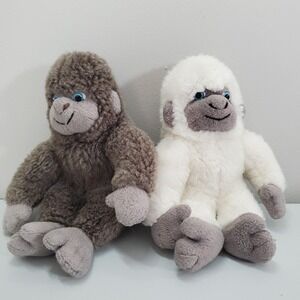 Vintage Sears Baby Yeti Plush Lot of 2 White Grey Stuffed Animal Toy 90s